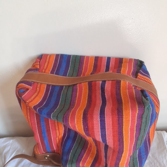 Tough tweed Leather boho bucket bag - Picture 4 of 12